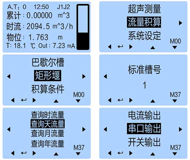 明渠污水流量計液晶顯示圖