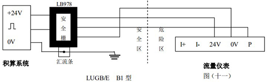 供暖管道流量計(jì)防爆安全柵接線圖